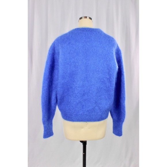 Aritzia WILFRED Serment Bright Cobalt Blue Fuzzy Mohair Oversized Sweater Size M - Picture 4 of 13